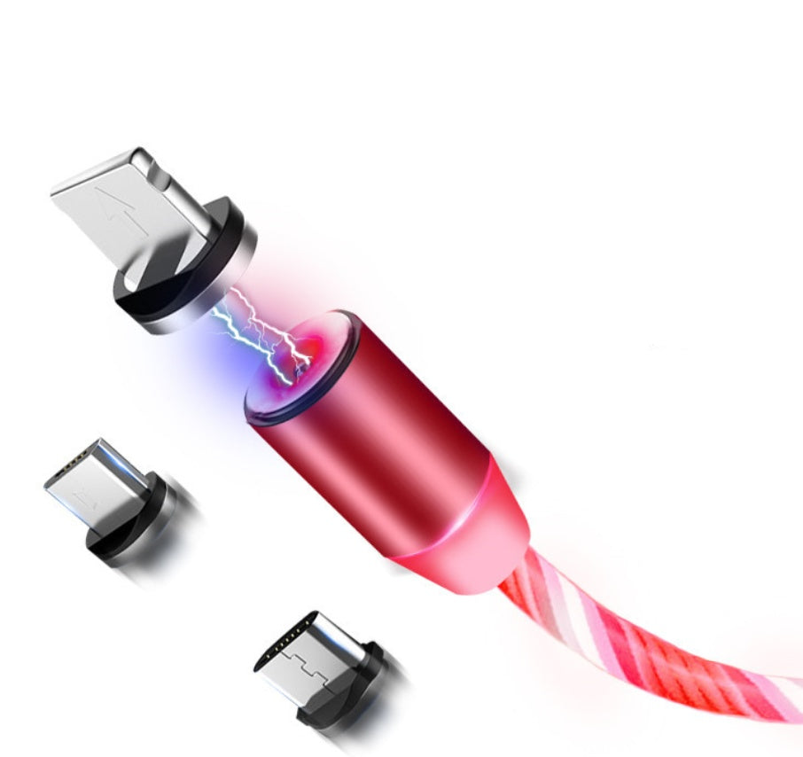 Flowing Ligh Magnetic Streamer Data Line Cable for Iphone Android Typec