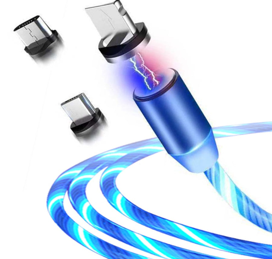 Flowing Ligh Magnetic Streamer Data Line Cable for Iphone Android Typec