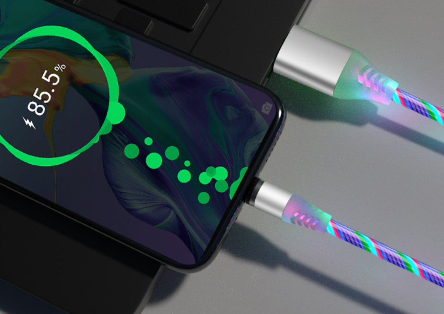 Flowing Ligh Magnetic Streamer Data Line Cable for Iphone Android Typec
